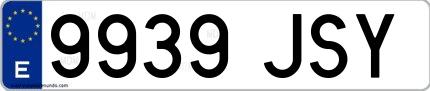Ejemplo de matrícula española 9939 JSY