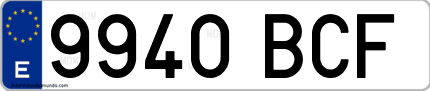 Ejemplo de matrícula de coche ordinaria 9940 BCF