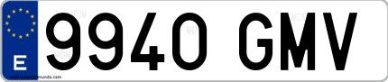 Ejemplo de matrícula española 9940 GMV