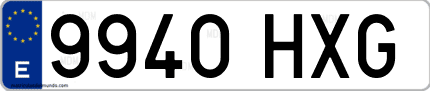 Ejemplo de matrícula de coche ordinaria 9940 HXG
