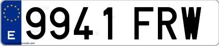 Ejemplo de matrícula española 9941 FRW