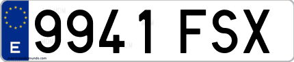 Ejemplo de matrícula de coche ordinaria 9941 FSX