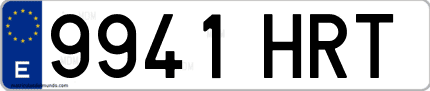 Ejemplo de matrícula de coche ordinaria 9941 HRT