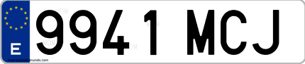 Ejemplo de matrícula de coche ordinaria 9941 MCJ