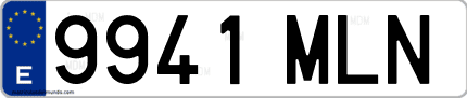 Ejemplo de matrícula de coche ordinaria 9941 MLN