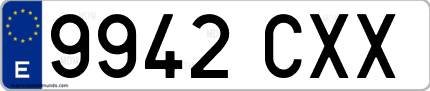 Ejemplo de matrícula de coche ordinaria 9942 CXX
