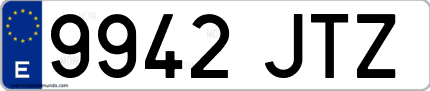 Ejemplo de matrícula de coche ordinaria 9942 JTZ