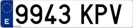 Ejemplo de matrícula de coche ordinaria 9943 KPV