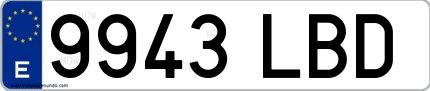 Ejemplo de matrícula española 9943 LBD