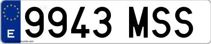 Ejemplo de matrícula española 9943 MSS
