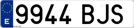 Ejemplo de matrícula española 9944 BJS