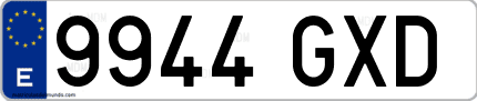 Ejemplo de matrícula de coche ordinaria 9944 GXD