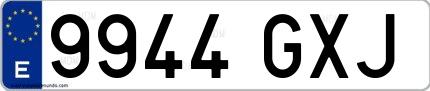 Ejemplo de matrícula española 9944 GXJ