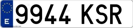 Ejemplo de matrícula española 9944 KSR