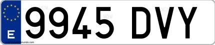 Ejemplo de matrícula española 9945 DVY