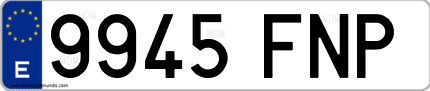 Ejemplo de matrícula de coche ordinaria 9945 FNP