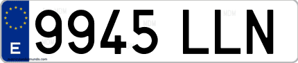 Ejemplo de matrícula de coche ordinaria 9945 LLN