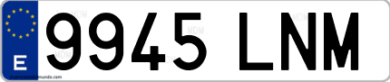 Ejemplo de matrícula de coche ordinaria 9945 LNM