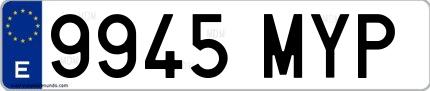 Ejemplo de matrícula española 9945 MYP