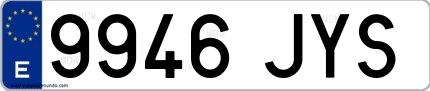 Ejemplo de matrícula española 9946 JYS