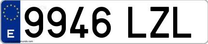 Ejemplo de matrícula española 9946 LZL