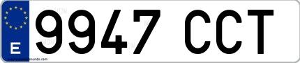 Ejemplo de matrícula española 9947 CCT
