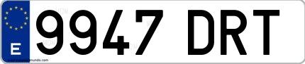 Ejemplo de matrícula española 9947 DRT