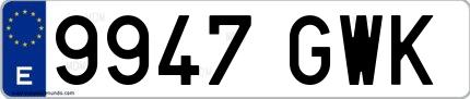 Ejemplo de matrícula española 9947 GWK