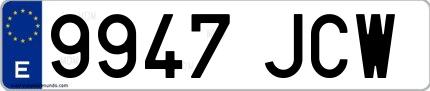 Ejemplo de matrícula española 9947 JCW