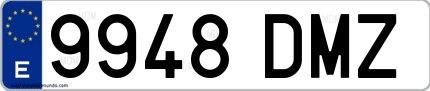 Ejemplo de matrícula española 9948 DMZ