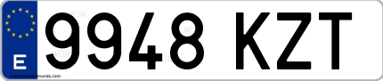 Ejemplo de matrícula de coche ordinaria 9948 KZT