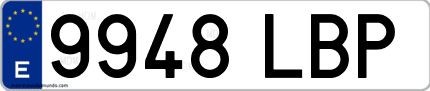 Ejemplo de matrícula de coche ordinaria 9948 LBP