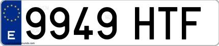 Ejemplo de matrícula española 9949 HTF
