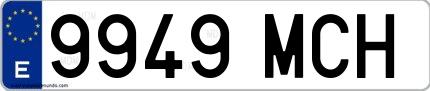 Ejemplo de matrícula española 9949 MCH