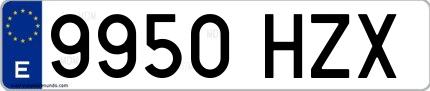 Ejemplo de matrícula española 9950 HZX