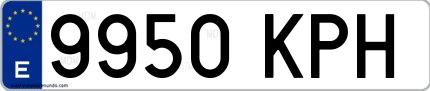 Ejemplo de matrícula española 9950 KPH