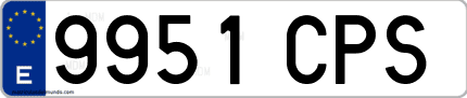 Ejemplo de matrícula de coche ordinaria 9951 CPS