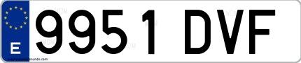 Ejemplo de matrícula española 9951 DVF
