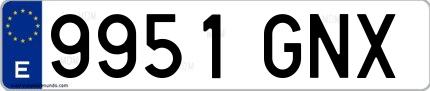 Ejemplo de matrícula española 9951 GNX