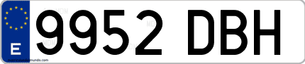 Ejemplo de matrícula de coche ordinaria 9952 DBH