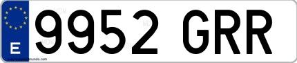 Ejemplo de matrícula española 9952 GRR