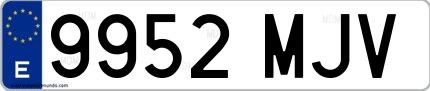Ejemplo de matrícula española 9952 MJV