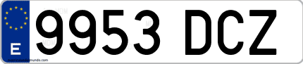Ejemplo de matrícula de coche ordinaria 9953 DCZ