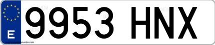 Ejemplo de matrícula española 9953 HNX