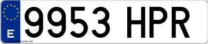 Ejemplo de matrícula española 9953 HPR