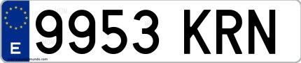 Ejemplo de matrícula española 9953 KRN
