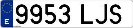 Ejemplo de matrícula española 9953 LJS