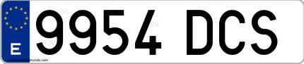 Ejemplo de matrícula española 9954 DCS