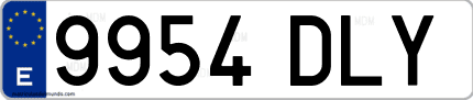 Ejemplo de matrícula de coche ordinaria 9954 DLY