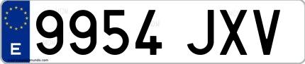 Ejemplo de matrícula española 9954 JXV